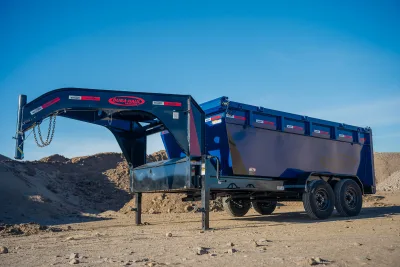 Dura-Haul RKO, RKO Gooseneck Rolloff Dump Trailer Blue Angle view
