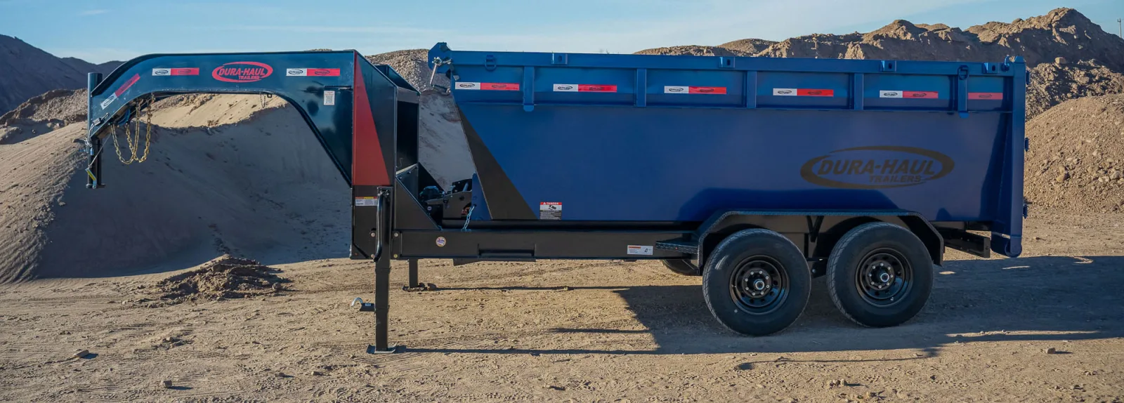 Dura-Haul RKO, RKO Gooseneck Rolloff Dump Trailer Blue Side view