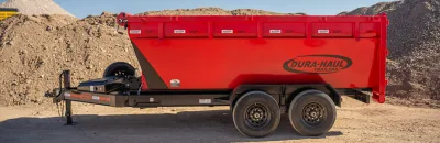 Dura-Haul RRO, RRO-Rolloff Dumpster Trailer Red Side view