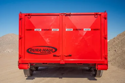 Dura-Haul RRO, RRO-Rolloff Dumpster Trailer Red Rear view