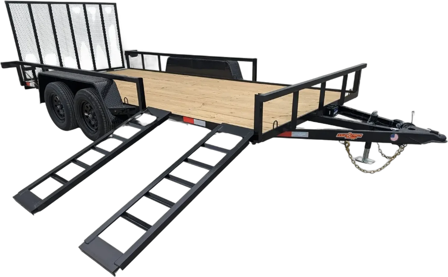 Down 2 Earth 82″ X 16’ Tandem Axle ATV/Ramp in Rails landscape/utility tandem axle trailers